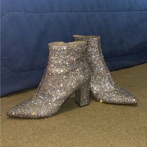 Betsy Johnson Silver Ankle Boots